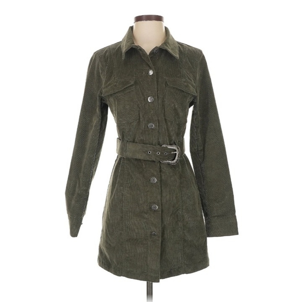 NWT House Of Harlow Belted Shirt Dress Green Size XS - Picture 2 of 5